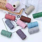 Two-color Cotton Thread Handmade DIY Drawstring Gift Box Packing Rope, 2mm Thick (100m / Roll)