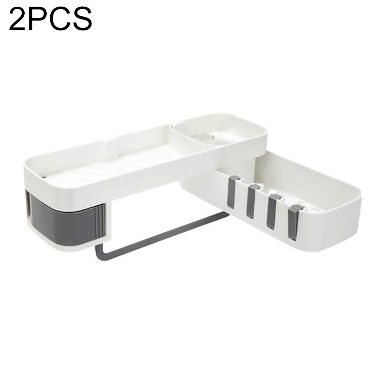 2 PCS Bathroom Accessories Shower Shelf Seamless Rotating Tripod Seamlessly Fixtures Storage Rack Kitchen Tripod Gray
