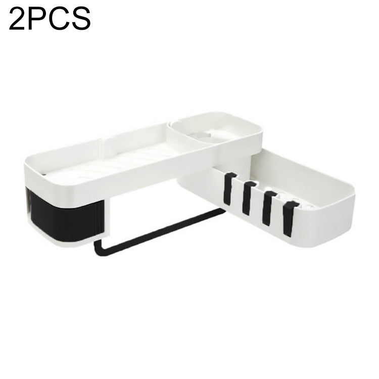 2 PCS Bathroom Accessories Shower Shelf Seamless Rotating Tripod Seamlessly Fixtures Storage Rack Kitchen Tripod Black
