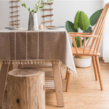 Rectangle Cotton Linen Tassels Dining Tablecloth Wedding Party Kitchen Home Decoration Table Cover, 100x140cm, 140x140cm, 140x160cm, 140x180cm, 140x200cm, 140x220cm, 140x250cm, 140x260cm, 140x300cm