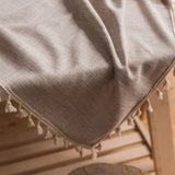 Rectangle Cotton Linen Tassels Dining Tablecloth Wedding Party Kitchen Home Decoration Table Cover, 100x140cm, 140x140cm, 140x160cm, 140x180cm, 140x200cm, 140x220cm, 140x250cm, 140x260cm, 140x300cm