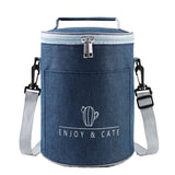 Round Lunch Bag Insulated Lunch Box Foldable & Portable Lunch Tote, L, M