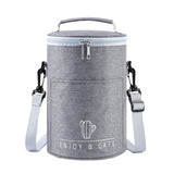 Round Lunch Bag Insulated Lunch Box Foldable & Portable Lunch Tote, L, M