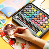 36 in 1 Solid Watercolor Paint Portable Tin Box Beginner Hand-painted Painting Tool Set
