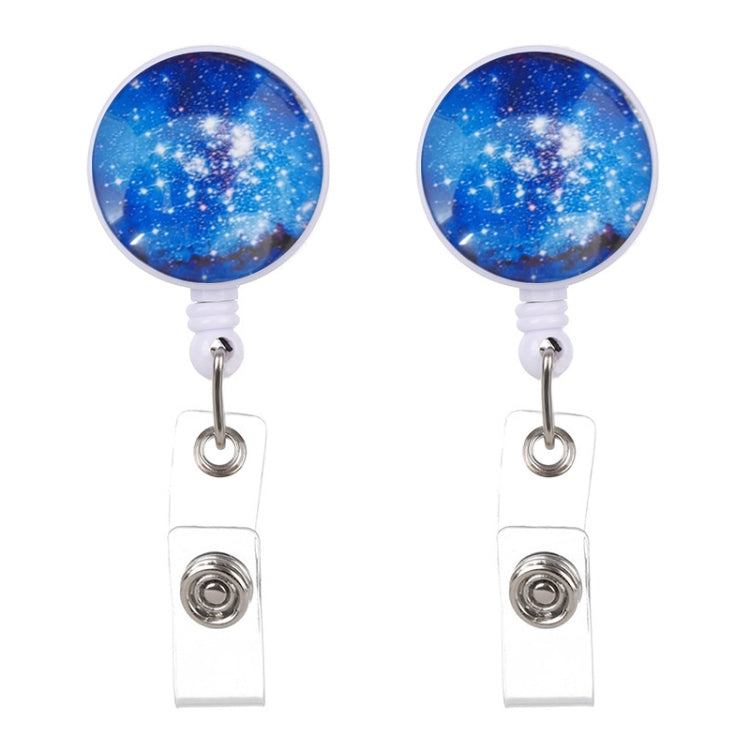 2 PCS Night Starry Sky Marble Crack Puller Retractable Buckle Lanyard Business Key Buckle Card Holder, Dark Blue Starry Crocodile Clip, Marble Alligator Clip, Aqua Blue Crocodile Clip, Purple Crocodile Clip Dark Blue Starry Crocodile Clip