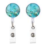 2 PCS Night Starry Sky Marble Crack Puller Retractable Buckle Lanyard Business Key Buckle Card Holder, Dark Blue Starry Crocodile Clip, Marble Alligator Clip, Aqua Blue Crocodile Clip, Purple Crocodile Clip Aqua Blue Crocodile Clip