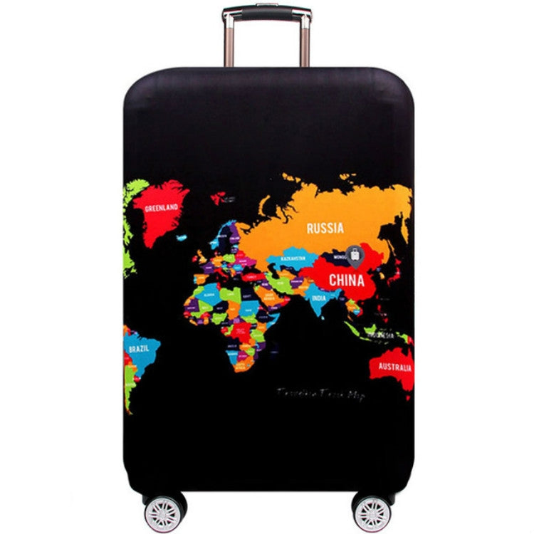 Travel Luggage Cover Suitcase Dustproof Scratch-proof Protection Elastic Sleeve, S Size 19 to 21 inch, M Size 22 to 24 inch, L Size 26 to 28 inch, XL Size 29 to 32 inch S Size 19 to 21 inch English Map