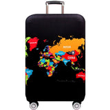 Travel Luggage Cover Suitcase Dustproof Scratch-proof Protection Elastic Sleeve, S Size 19 to 21 inch, M Size 22 to 24 inch, L Size 26 to 28 inch, XL Size 29 to 32 inch L Size 26 to 28 inch English Map