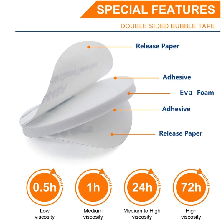 Square EVA Foam Double-sided Adhesive High-viscosity Sponge Sticker, 48 PCS 65x76x1.5mm