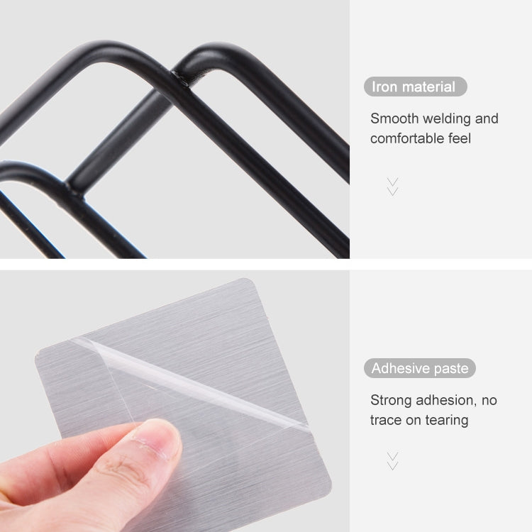 Wrought Iron Bathroom Shelf Wall Mounted Free Punch Toilet Rack, Square (Black)