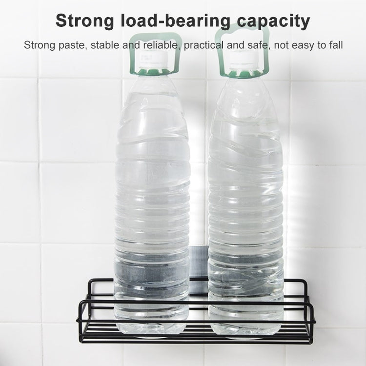 Wrought Iron Bathroom Shelf Wall Mounted Free Punch Toilet Rack, Square (Black)