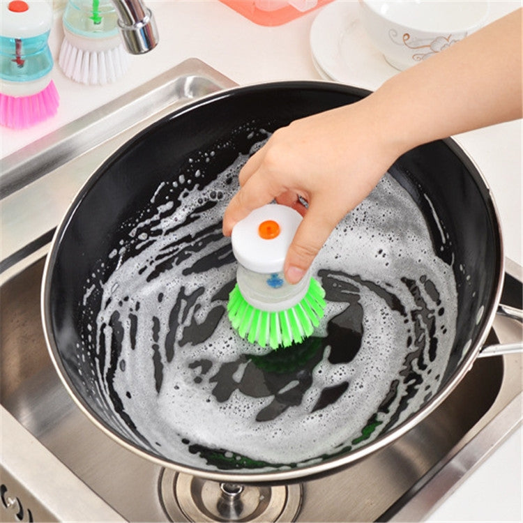 2 PCS Kitchen Washing Utensils Pot Dish Brush With Washing Up Liquid Soap Dispenser, Random Color Delivery, Utensils Pot Dish Brush
