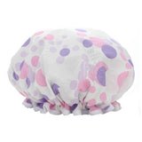 Thick Waterproof Bath Hat Double Layer Shower Hair Cover Women Supplies Shower Caps, Size:28cm Purple Circle
