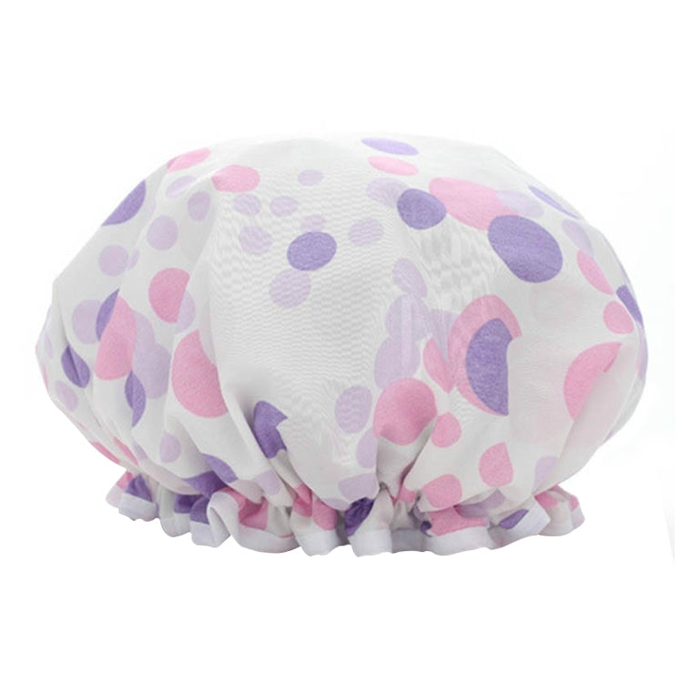 Thick Waterproof Bath Hat Double Layer Shower Hair Cover Women Supplies Shower Caps, Size:28cm Purple Circle