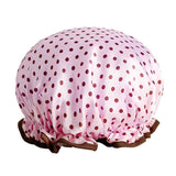 Thick Waterproof Bath Hat Double Layer Shower Hair Cover Women Supplies Shower Caps, Size:28cm Pink Dot
