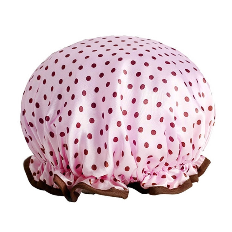 Thick Waterproof Bath Hat Double Layer Shower Hair Cover Women Supplies Shower Caps, Size:28cm Pink Dot
