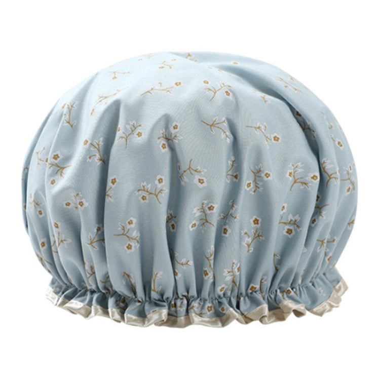 Thick Waterproof Bath Hat Double Layer Shower Hair Cover Women Supplies Shower Caps, Size:28cm Blue Small Flower