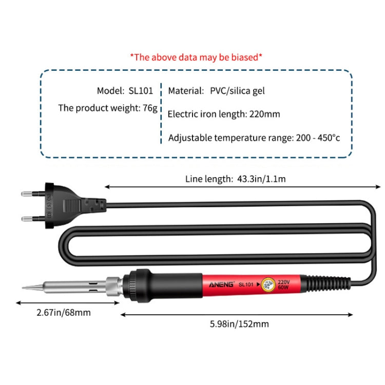 ANENG 60W Adjustable Temperature Electric Soldering Iron Welding Tool,, EU Plug, US Plug