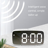 Battery Plug-In Dual-Purpose LED Clock Bedside Alarm Clock,, Rectangular Black Surface White Light