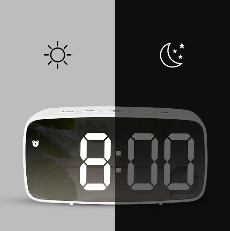 Battery Plug-In Dual-Purpose LED Clock Bedside Alarm Clock,, Rectangular Black Surface White Light