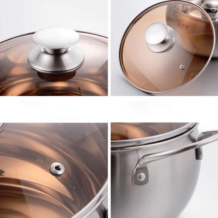 Si Gang 24CM Stainless Steel Drum-shaped Large-capacity Extra Thick Soup Pot, 24 CM