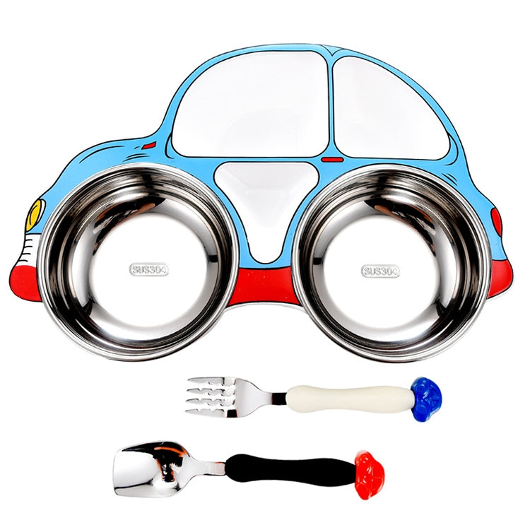 304 Stainless Steel Children Car Dinner Plate, Red, Blue, Blue (removable and washable) Blue