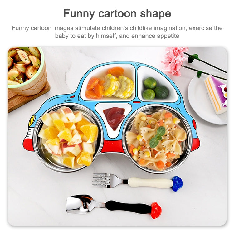 304 Stainless Steel Children Car Dinner Plate, Red, Blue, Blue (removable and washable)
