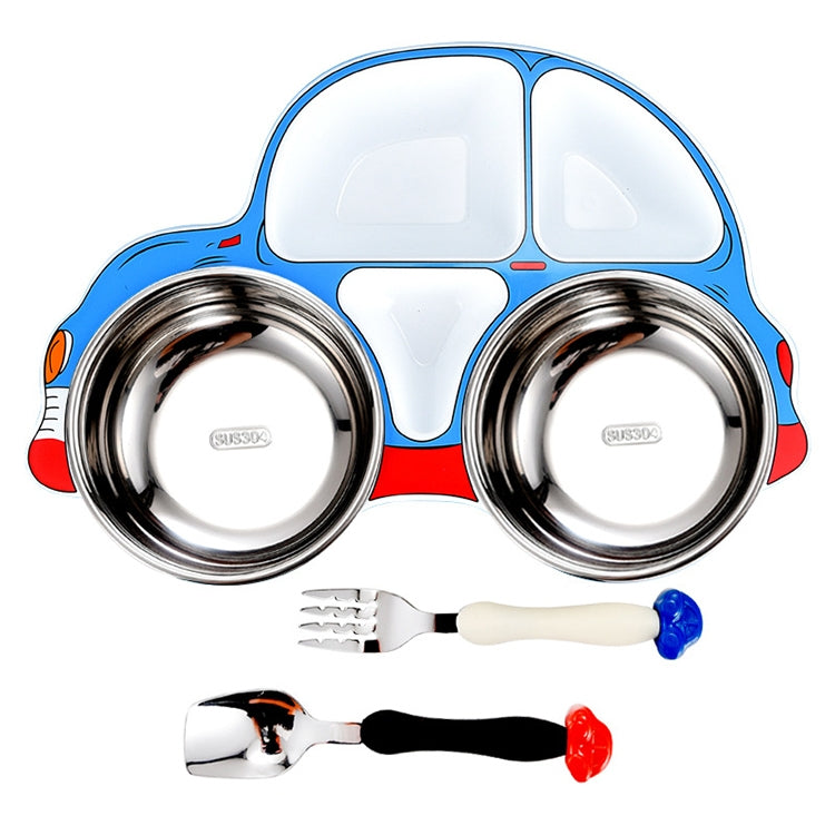 304 Stainless Steel Children Car Dinner Plate, Red, Blue, Blue (removable and washable) Blue (removable and washable)