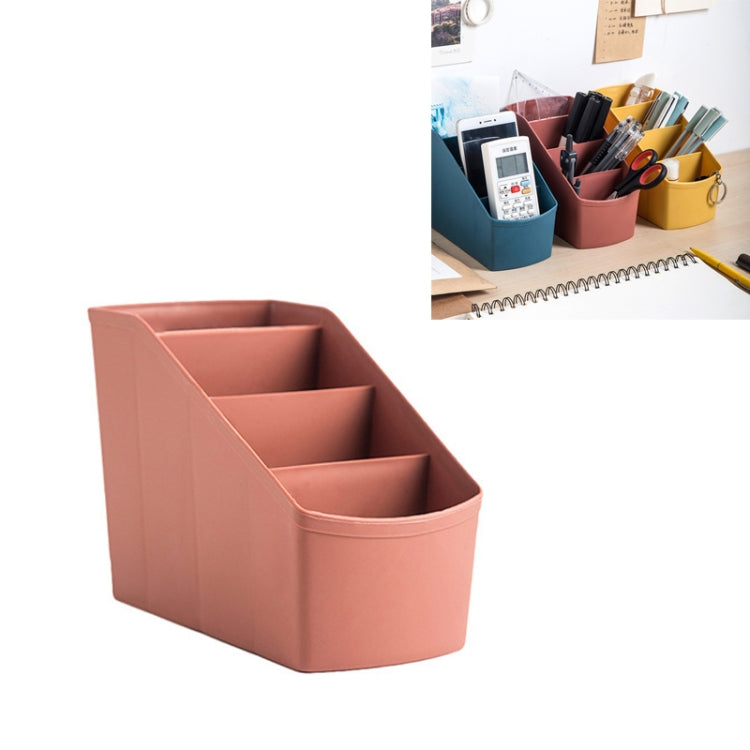 Home Office Plastic Storage Box Desktop Student Stationery Rack Cosmetic Box, Dark Flesh, Dark Blue, Yellow