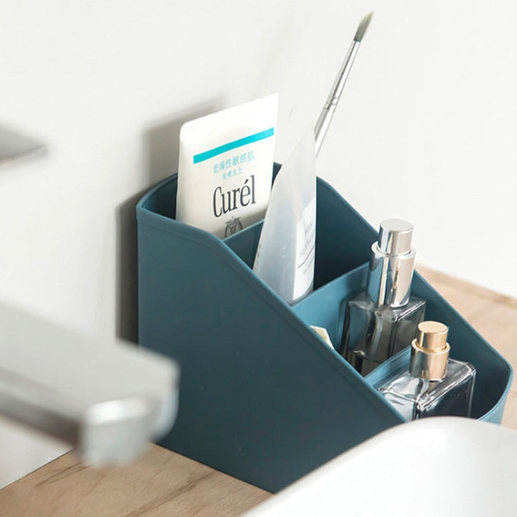 Home Office Plastic Storage Box Desktop Student Stationery Rack Cosmetic Box, Dark Flesh, Dark Blue, Yellow