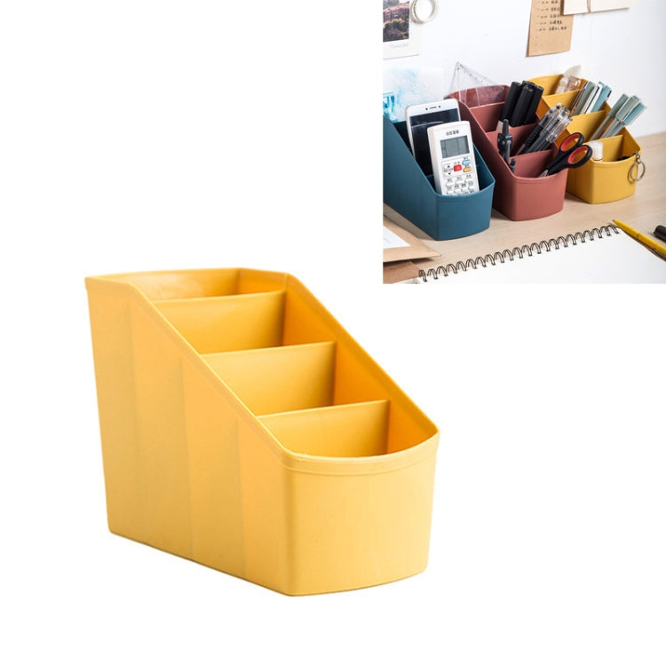 Home Office Plastic Storage Box Desktop Student Stationery Rack Cosmetic Box, Dark Flesh, Dark Blue, Yellow
