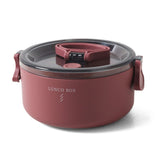 Round Portable Insulation Partitioned Lunch Box Student Office Workers Heated Microwave Oven Bento Box, Single Layer