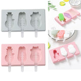 Silicone Cartoon Homemade Handmade DIY Ice Cream Popsicle Mould with Lid, Color Random Delivery, Fruit Woodpecker, Ice Cream, Snowman Hippo Bunny