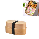 Wood Environmental Protection Tableware Portable Lunch Box Bento Box, Single Layer, Double Layer Double Layer Wood Color