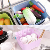 2 PCS Multifunctional Mobile Sink Kitchen Plastic Vegetable Washing Basket Fruit And Vegetable Storage Drain Basket, Pink, Purple, Green, Blue, White, Dark Gray, Dark Green