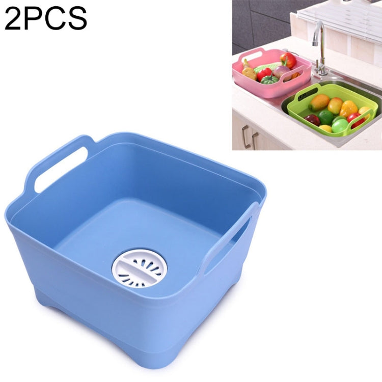 2 PCS Multifunctional Mobile Sink Kitchen Plastic Vegetable Washing Basket Fruit And Vegetable Storage Drain Basket, Pink, Purple, Green, Blue, White, Dark Gray, Dark Green Blue