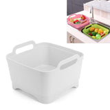 2 PCS Multifunctional Mobile Sink Kitchen Plastic Vegetable Washing Basket Fruit And Vegetable Storage Drain Basket, Pink, Purple, Green, Blue, White, Dark Gray, Dark Green White