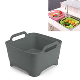 2 PCS Multifunctional Mobile Sink Kitchen Plastic Vegetable Washing Basket Fruit And Vegetable Storage Drain Basket, Pink, Purple, Green, Blue, White, Dark Gray, Dark Green Dark Green