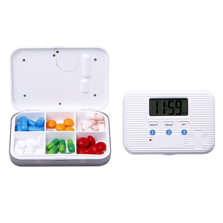 Regular Reminder Compartment Electronic Pill Box 6 Grid Electronic Version Mini Sealed Pill Box