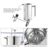 304 Stainless Steel French Pressure Coffee Pot Hand Made Tea Pot, 350ml, 800ml, 1000ml