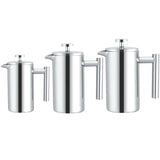 304 Stainless Steel French Pressure Coffee Pot Hand Made Tea Pot, 350ml, 800ml, 1000ml