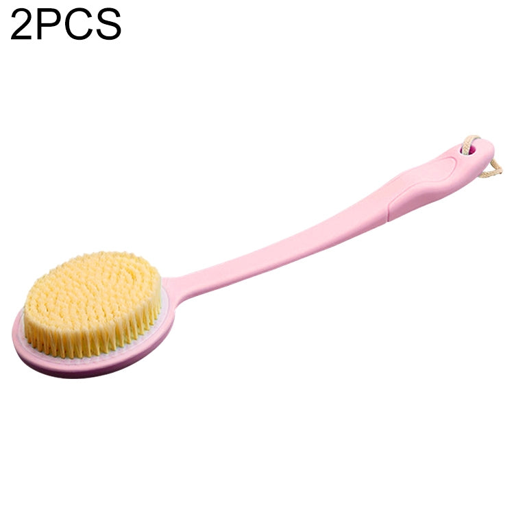 2 PCS Back Massage Bath Brush Nylon Brush Head Long Handle Bath Rubbing Brush Pink