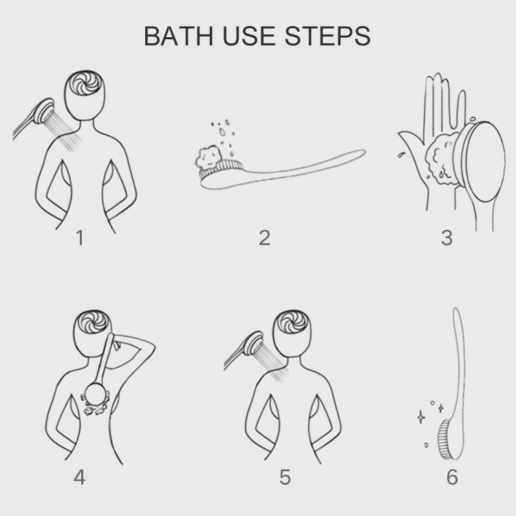 2 PCS Back Massage Bath Brush Nylon Brush Head Long Handle Bath Rubbing Brush