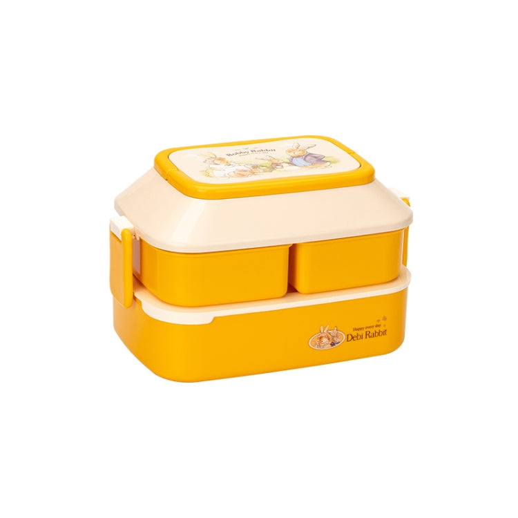 Cute Rabbit Double Layer Plastic Lunch Box Large Capacity Portable Lunch Box, Style:, Small Red, Small Yellow, Large Red, Large Green, Large Yellow