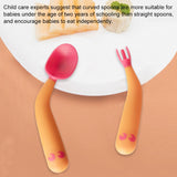 Baby Learning To Eat Bending Training Elbow Twisting Spoon Fork