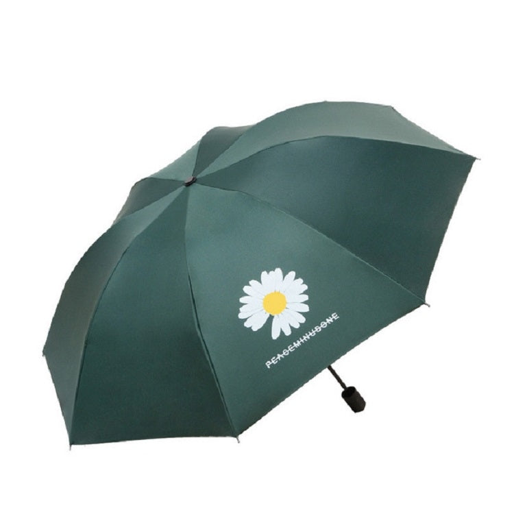 GD Daisy Vinyl Sunny And Rain Umbrella Anti-UV Shade Sunscreen Three Folding Umbrella