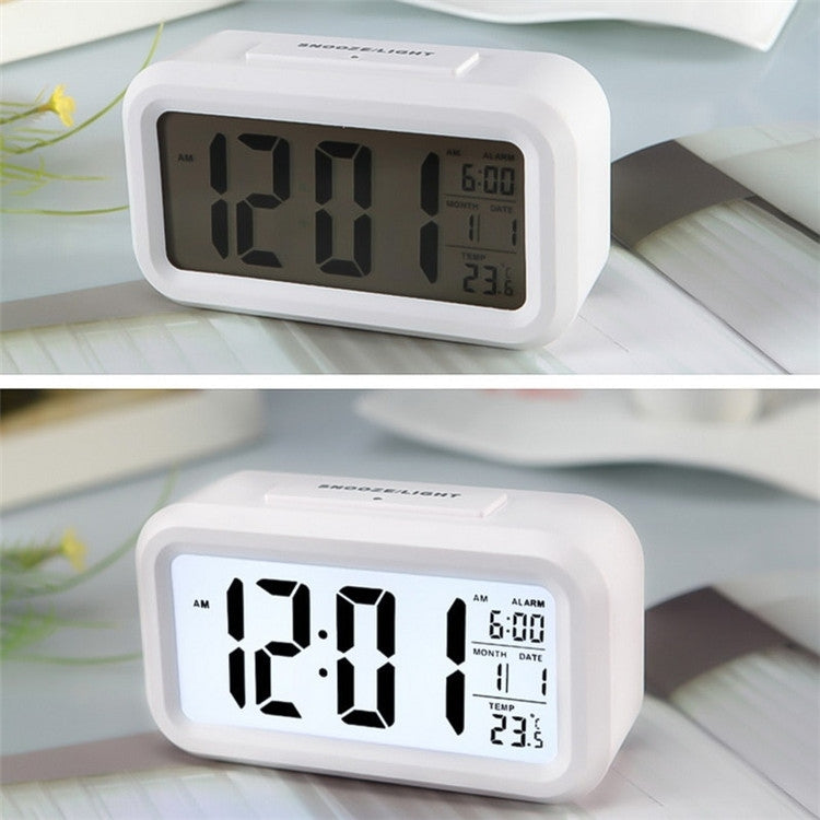 Temperature Type Lazy Snooze Alarm Mute Backlit Electronic Clock, Battery(White), Battery(Green), Battery(Black), Battery(Blue), Battery(Rose Red) Battery(White) White
