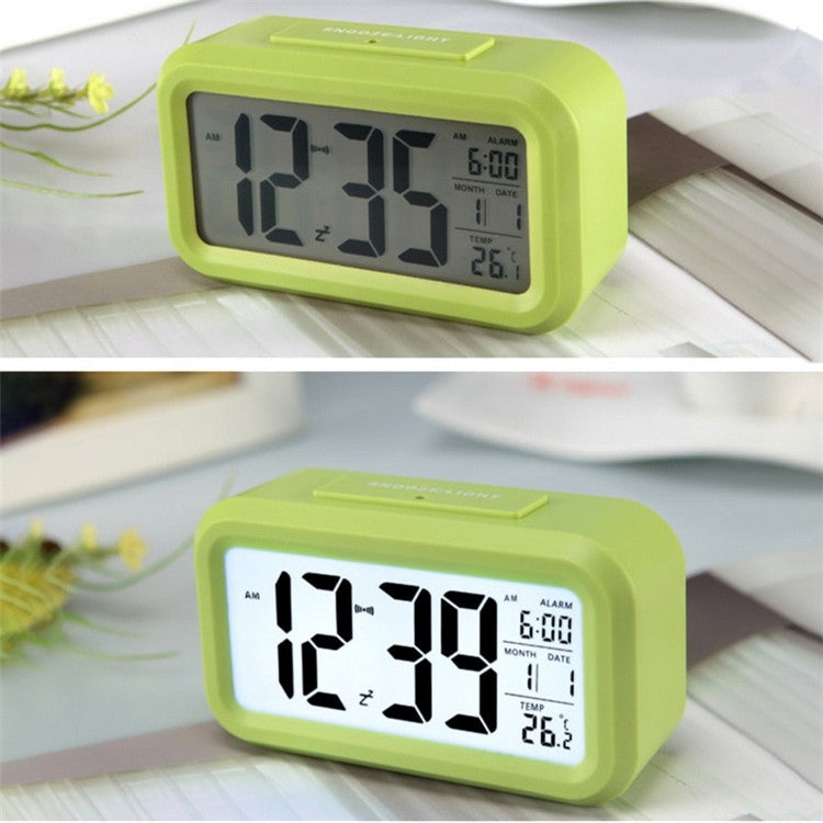 Temperature Type Lazy Snooze Alarm Mute Backlit Electronic Clock, Battery(White), Battery(Green), Battery(Black), Battery(Blue), Battery(Rose Red) Battery(Green) Green