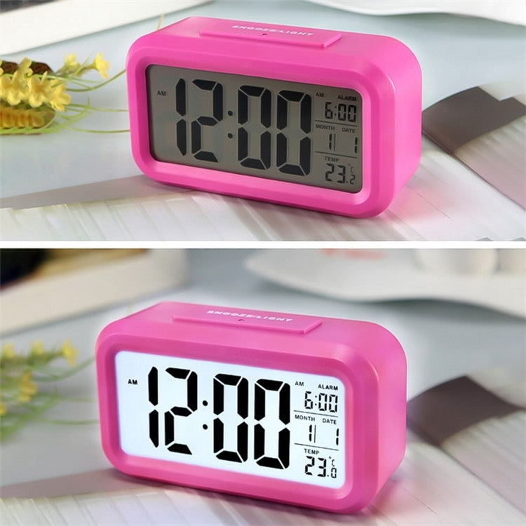 Temperature Type Lazy Snooze Alarm Mute Backlit Electronic Clock, Battery(White), Battery(Green), Battery(Black), Battery(Blue), Battery(Rose Red) Battery(Rose Red) Rose Red