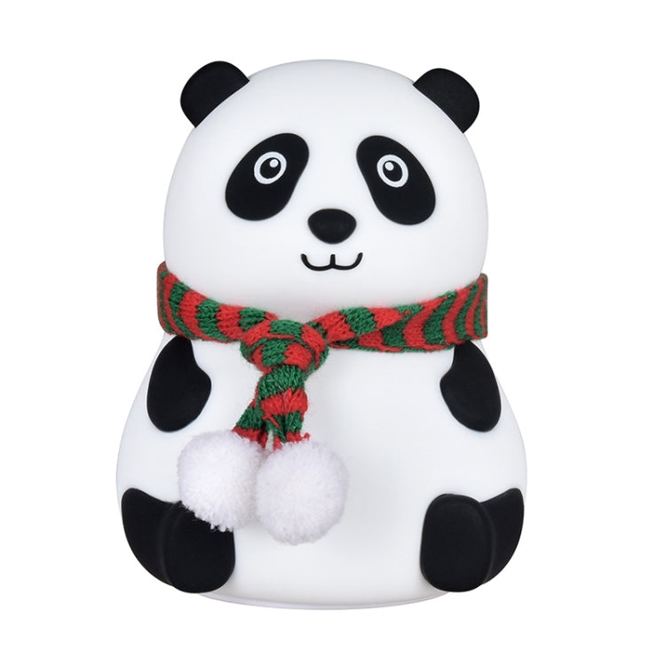 Cute Panda Night Light USB Charging Touch Control Colorful Silicone Bedside Lamp, Big Eyes, Squinting